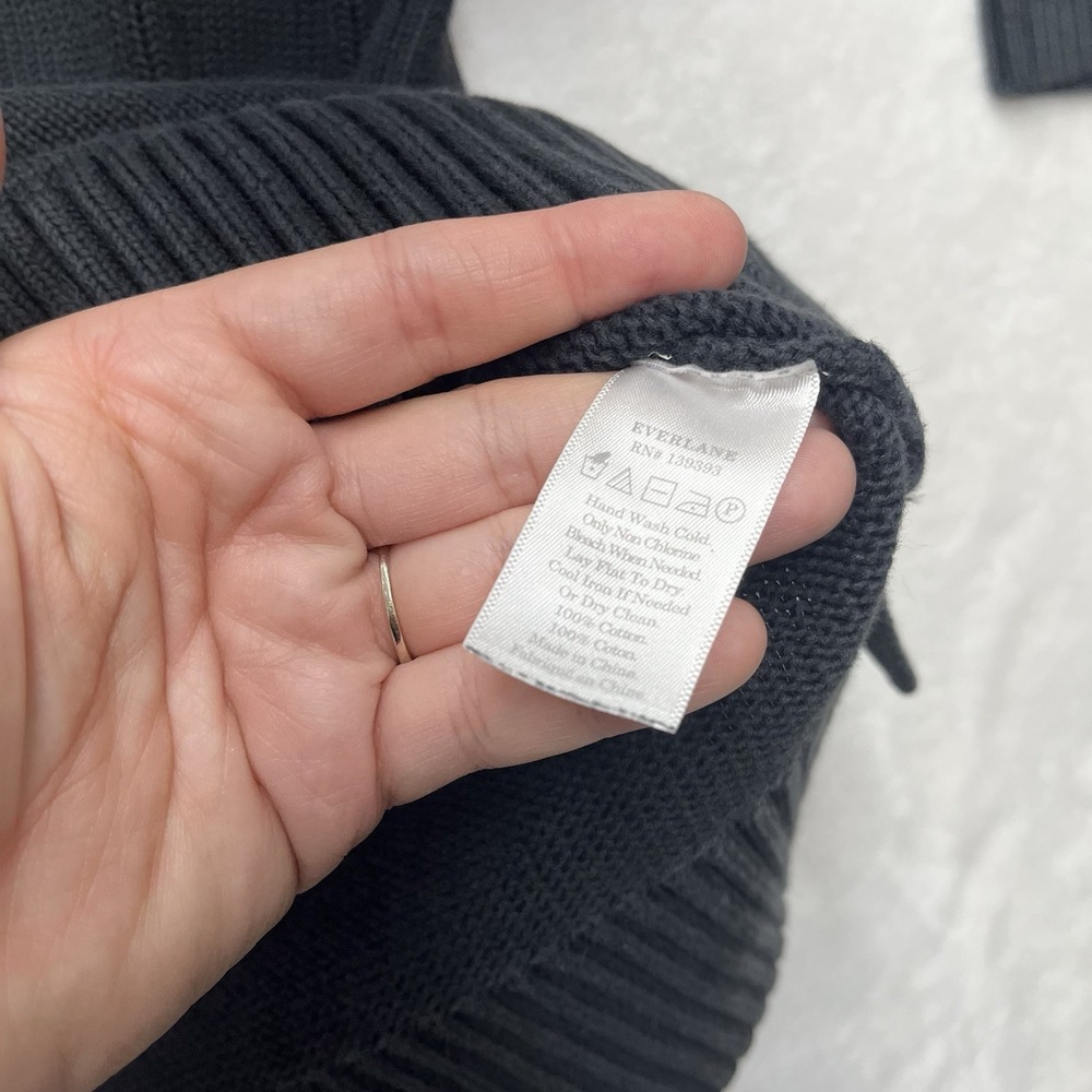 Everlane‎ Mock Neck Ribbed Sweater Womens Large Cotton Natural Fall Winter Cozy - Picture 6 of 7